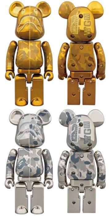 買動漫| 漫玩具全新Be@rbrick Bearbrick 200% 超合金迷彩鯊魚金色+