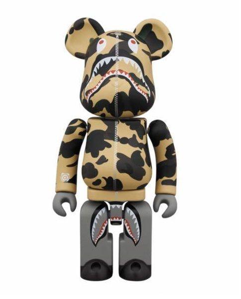 買動漫| 漫玩具全新Be@rbrick Bearbrick 200% 超合金迷彩鯊魚黃色Bape