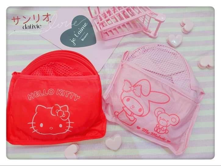 三麗鷗 凱蒂貓 美樂蒂 摺疊 紅色 粉色 洗衣籃 正版授權