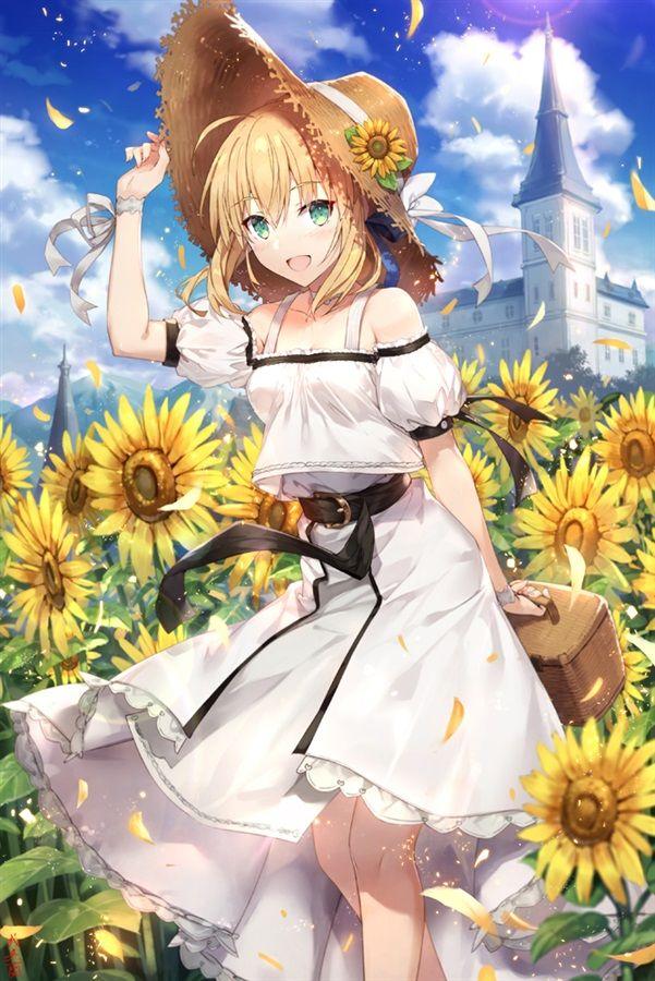 買動漫| □預購□（日版）同人周邊｜Melon【887369】Fate/Grand Order（FGO）『GW向日葵とSaber』B1 /  B2掛軸（作者：我美蘭；社團：でぶねこ）。[0822]